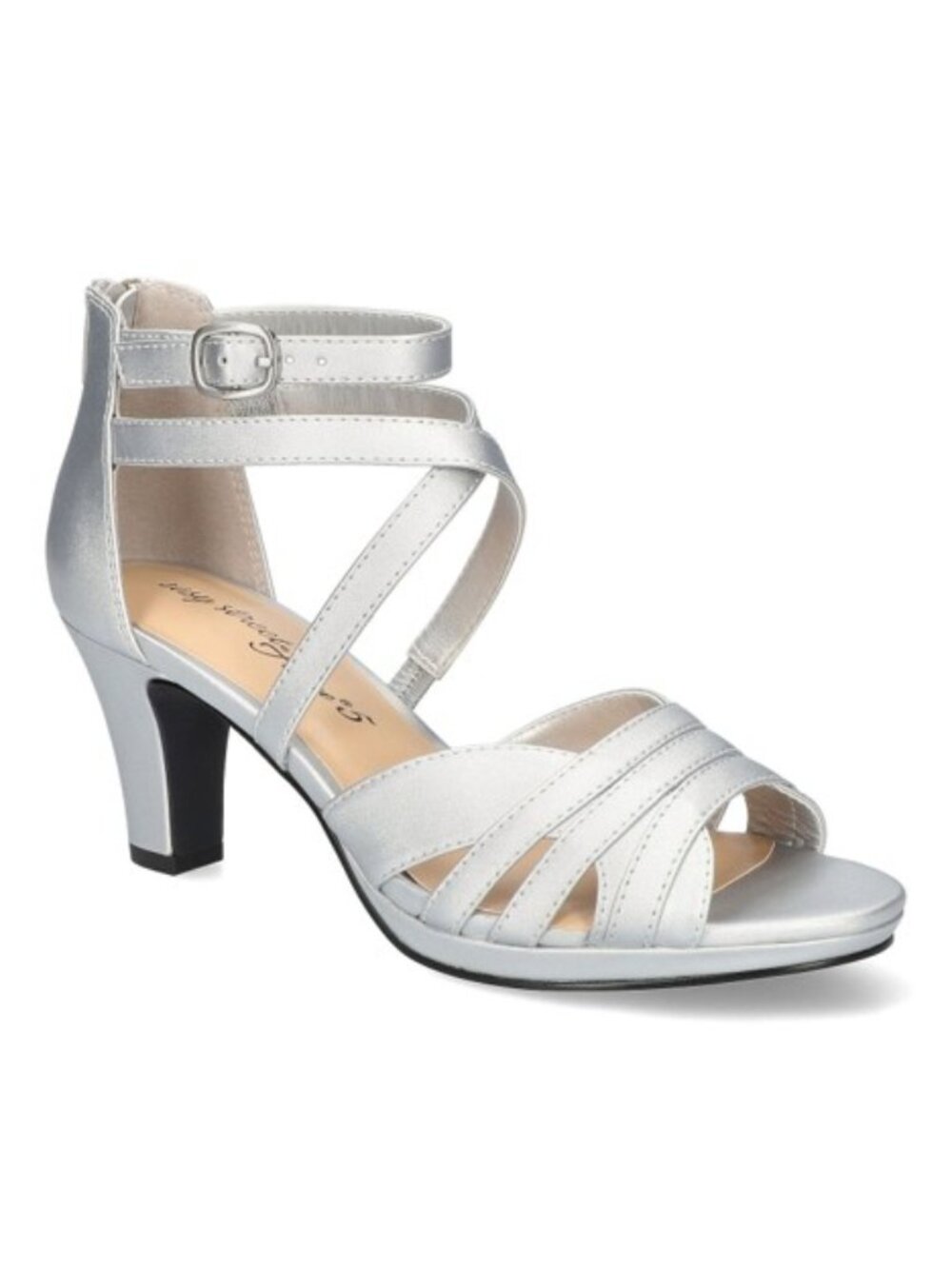 Easy Street Crissa Women's Ankle Strap Block Heel Dress Sandals, Size 9½, Silver